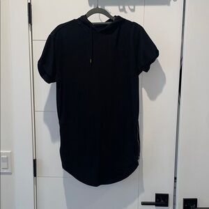 Men's Black Short Sleeve Hoodie With Gold Zippers